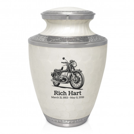 Classic Motorcycle Cremation Urn - Radiant White