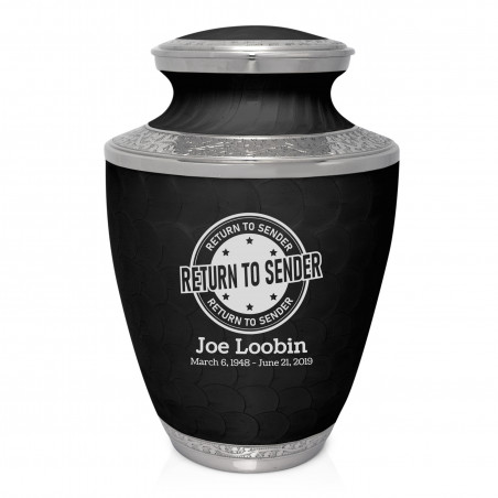 Return To Sender Cremation Urn - Ebony Black