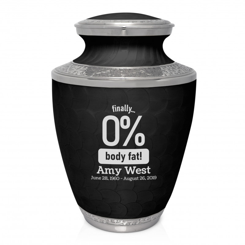 0% Body Fat Cremation Urn - Ebony Black
