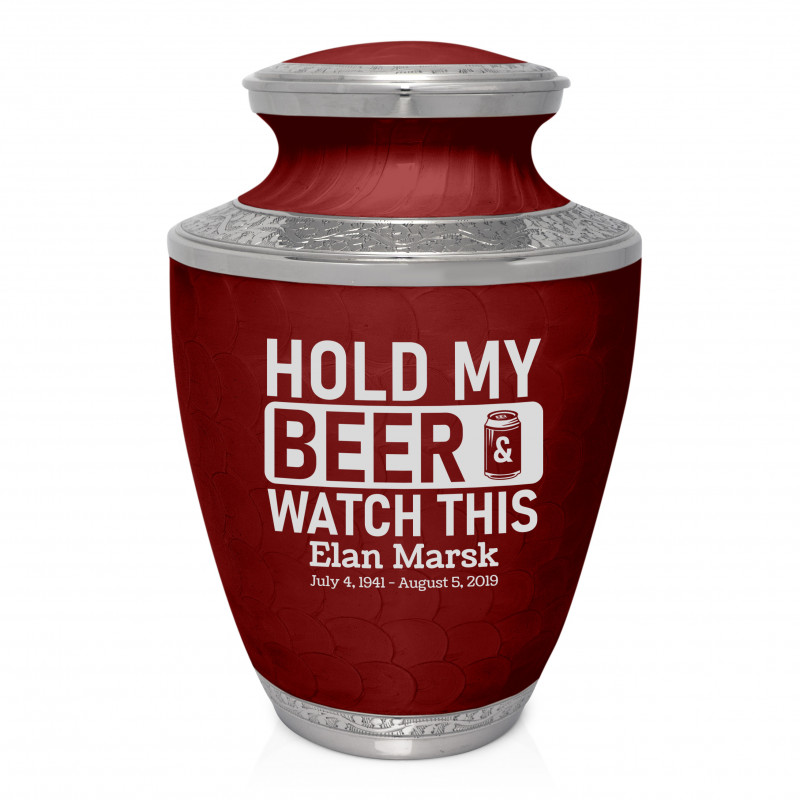 Hold My Beer Watch This Cremation Urn - Rose Red