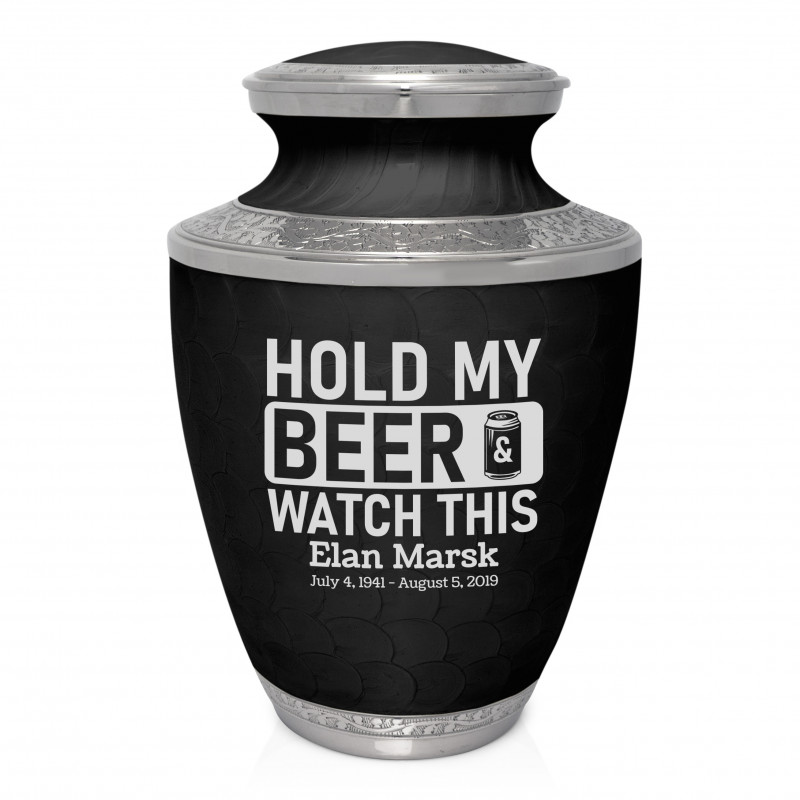 Hold My Beer Watch This Cremation Urn - Ebony Black