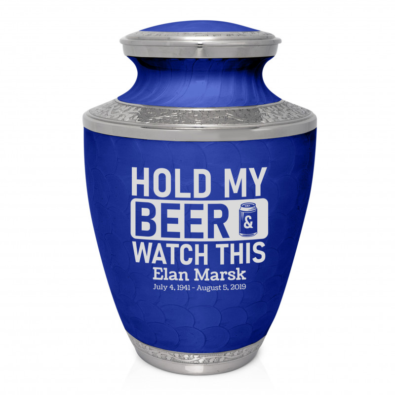 Hold My Beer Watch This Cremation Urn - Royal Blue