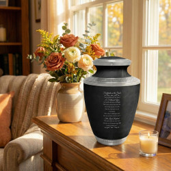 Footprints In the Sand Cremation Urn - Ebony Black