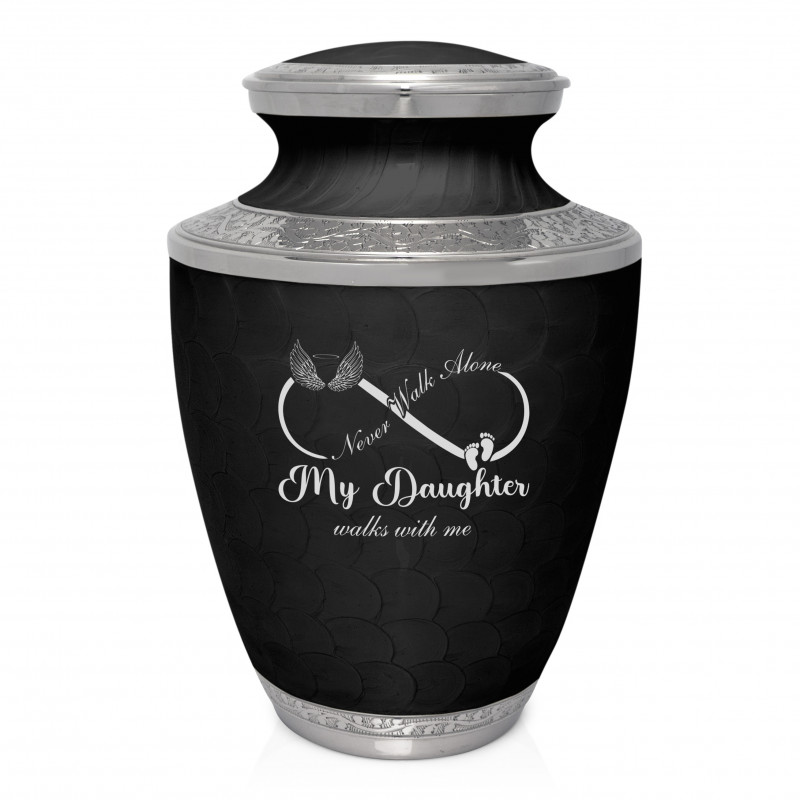My Daughter Walks With Me Cremation Urn - Ebony Black