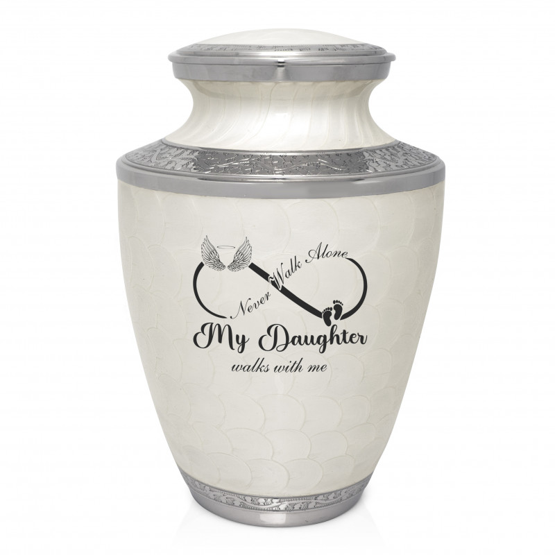 My Daughter Walks With Me Cremation Urn - Radiant White