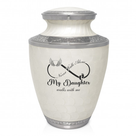 My Daughter Walks With Me Cremation Urn - Radiant White