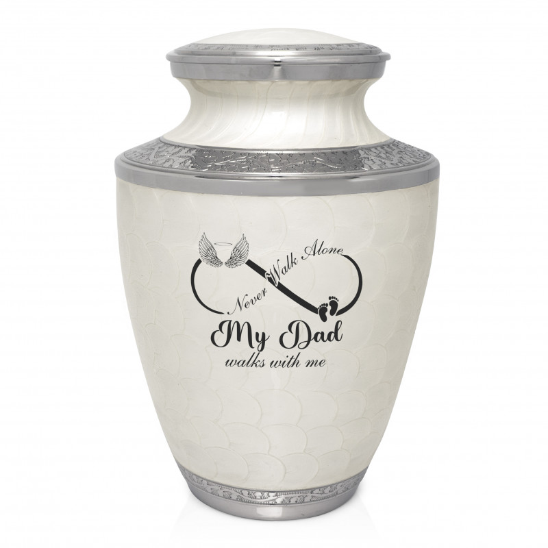 My Dad Walks With Me Cremation Urn - Radiant White