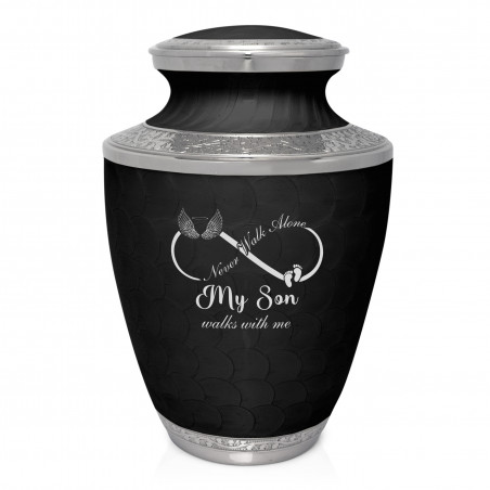 My Son Walks With Me Cremation Urn - Ebony Black