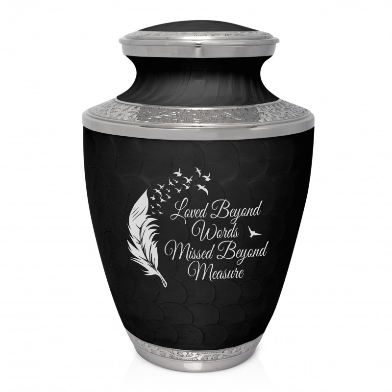 Loved Beyond Words Cremation Urn - Ebony Black