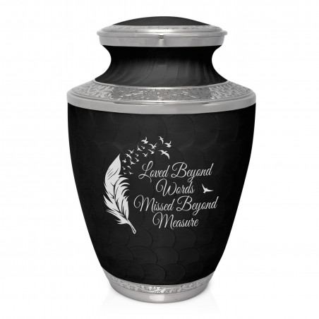 Loved Beyond Words Cremation Urn - Ebony Black
