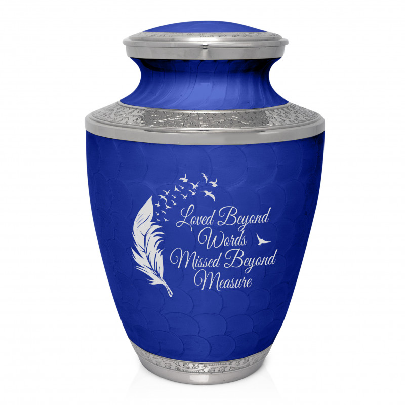 Loved Beyond Words Cremation Urn - Royal Blue