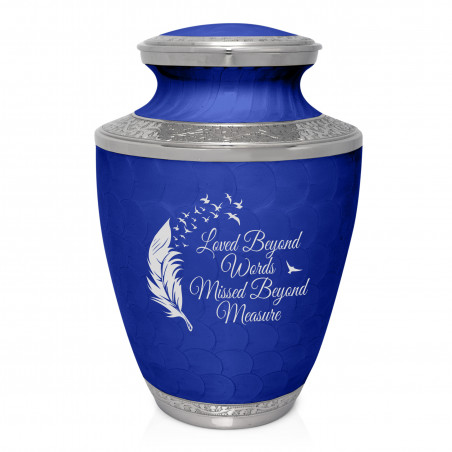 Loved Beyond Words Cremation Urn - Royal Blue
