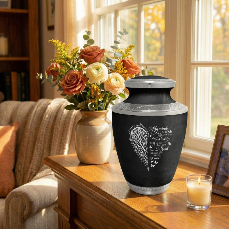 At Peace Cremation Urn - Ebony Black