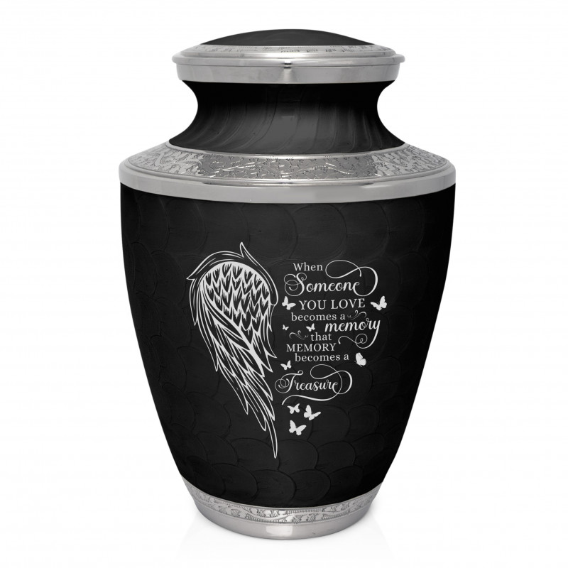 Memory Becomes a Treasure Cremation Urn - Ebony Black