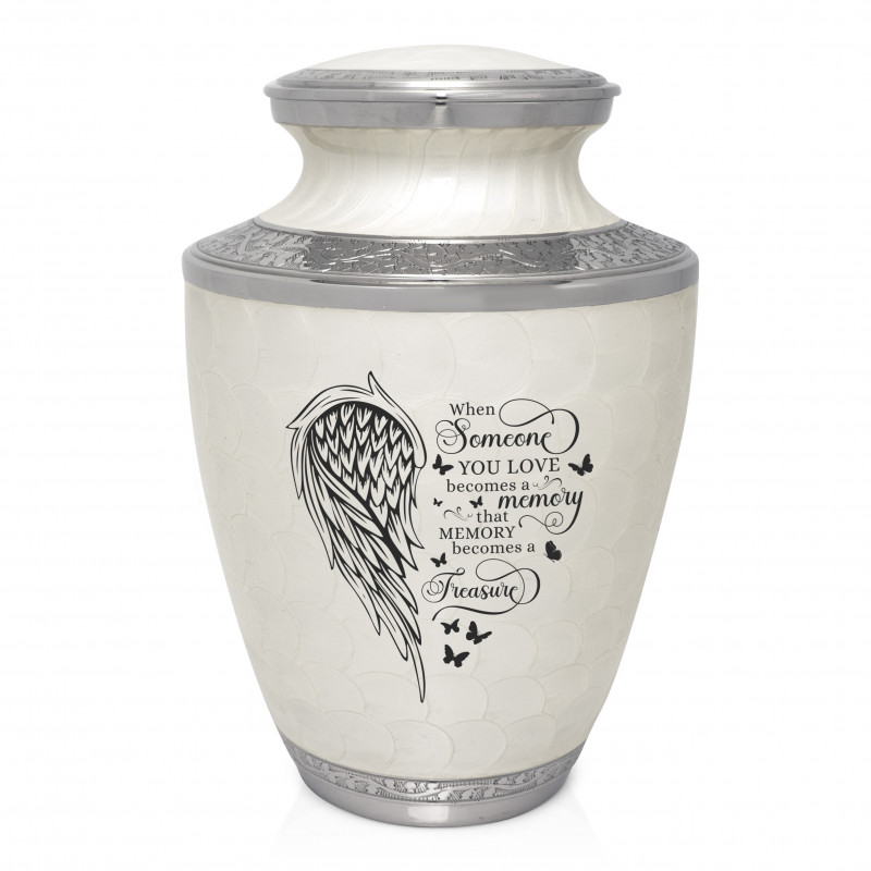 Memory Becomes a Treasure Cremation Urn - Radiant White