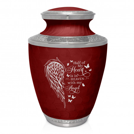 Heart Is In Heaven Cremation Urn - Rose Red