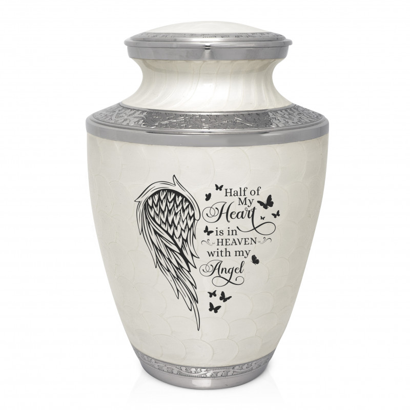 Heart Is In Heaven Cremation Urn - Radiant White