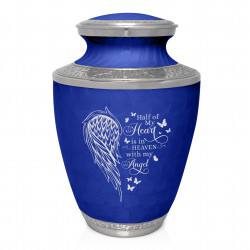 Heart Is In Heaven Cremation Urn - Royal Blue
