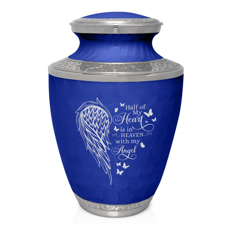 Heart Is In Heaven Cremation Urn - Royal Blue