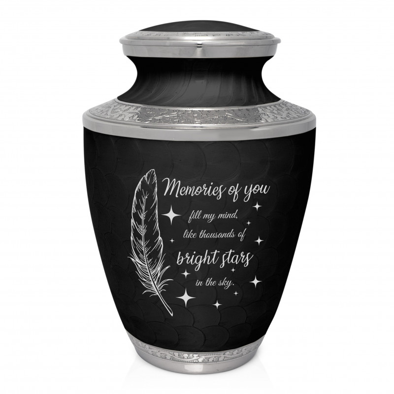 Memories Of You - Bright Stars Cremation Urn - Ebony Black