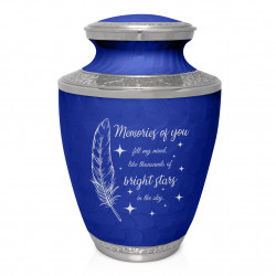 Memories Of You - Bright Stars Cremation Urn - Royal Blue