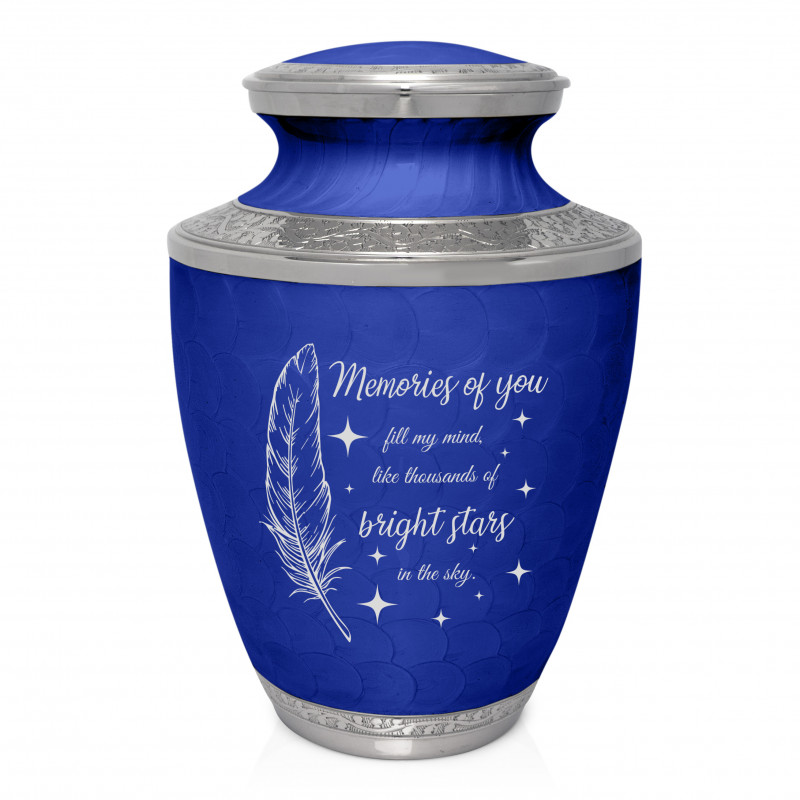 Memories Of You - Bright Stars Cremation Urn - Royal Blue