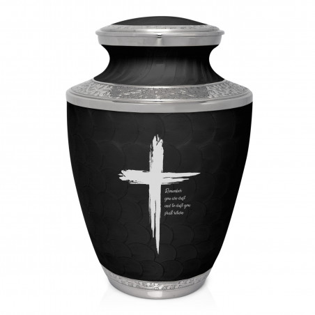 Dust to Dust Cross Cremation Urn - Ebony Black