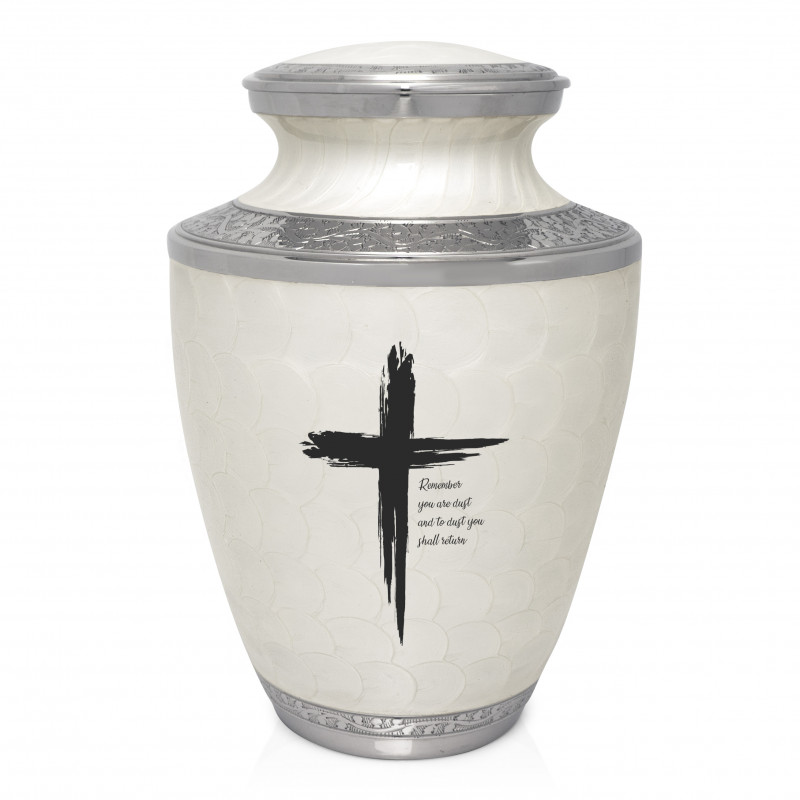 Dust to Dust Cross Cremation Urn - Radiant White