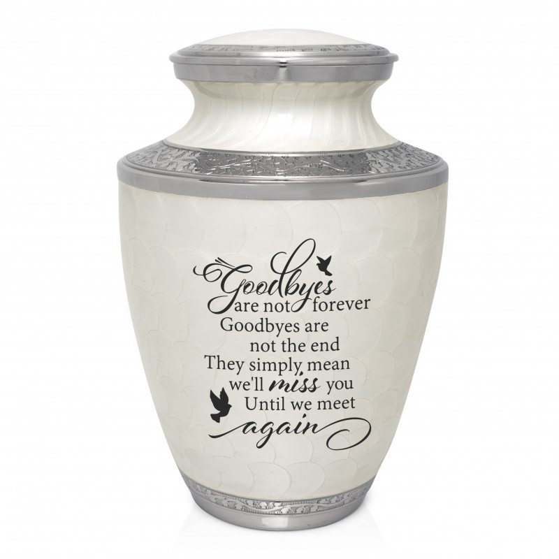 Goodbyes Are Not Forever Cremation Urn - Radiant White