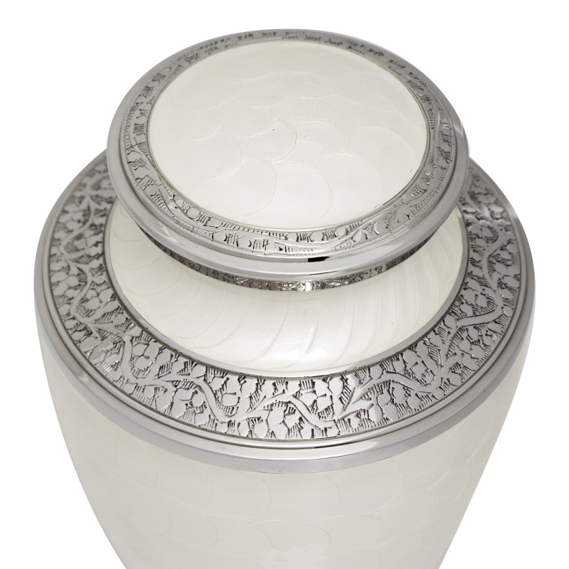Extra Large Pawprint Heart Pet Cremation Urn - Radiant White
