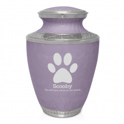 Extra Large Paw Print Pet Cremation Urn - Regal Purple