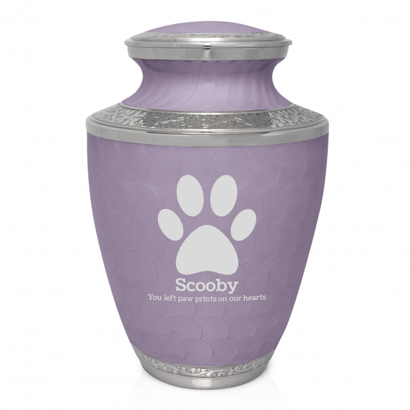 Extra Large Paw Print Pet Cremation Urn - Regal Purple