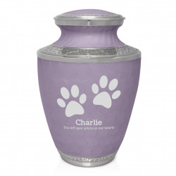 Extra Large Paw Prints Pet Cremation Urn - Regal Purple