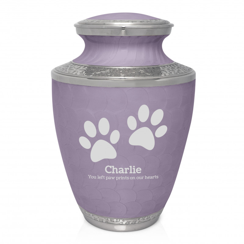 Extra Large Paw Prints Pet Cremation Urn - Regal Purple