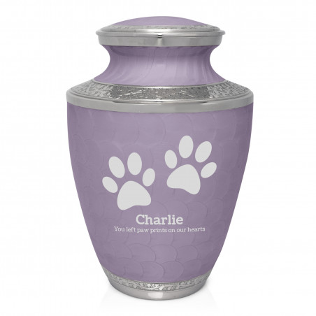 Extra Large Paw Prints Pet Cremation Urn - Regal Purple