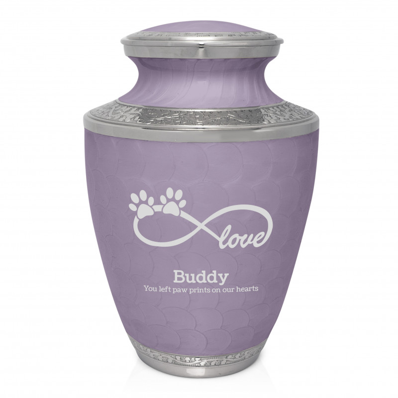 Extra Large Infinity Love Paw Prints Pet Cremation Urn - Regal Purple