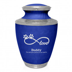 Extra Large Infinity Love Paw Prints Pet Cremation Urn - Royal Blue