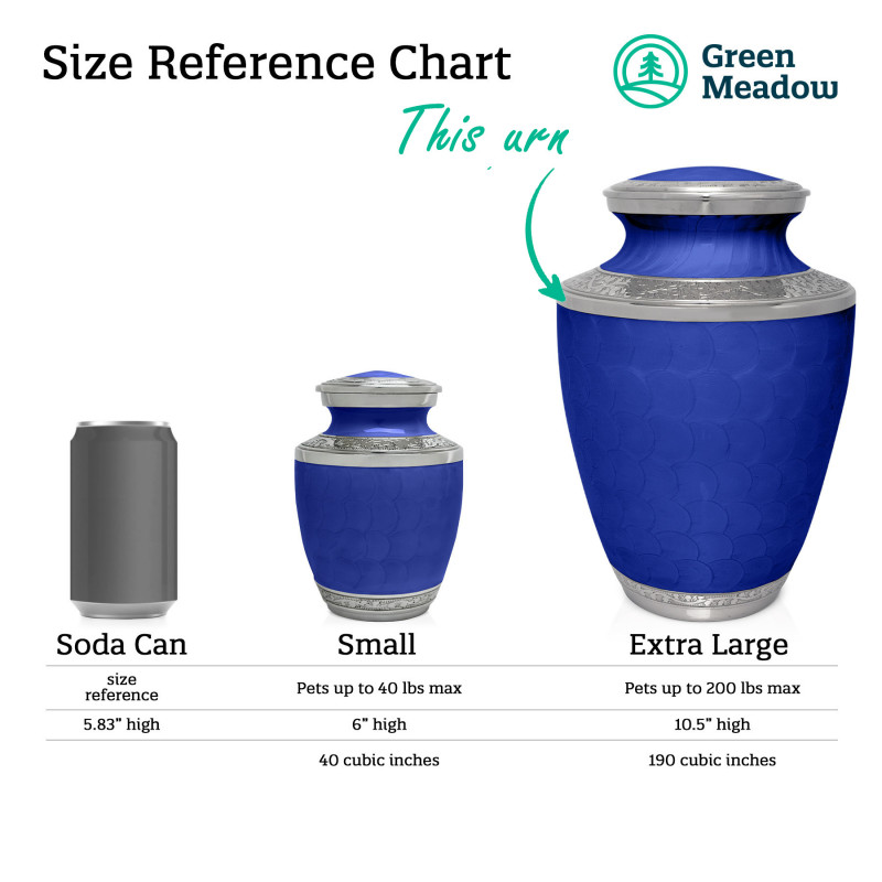 Extra Large Paw Prints On Heart Pet Cremation Urn - Royal Blue