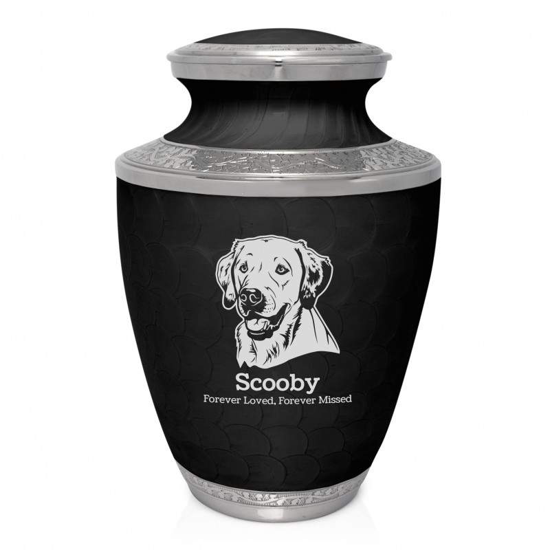 Extra Large Yellow Lab Pet Cremation Urn - Ebony Black
