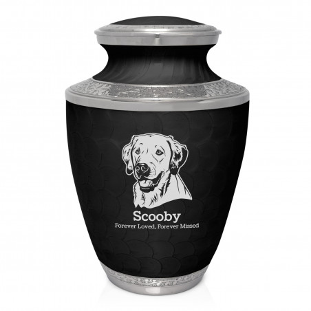 Extra Large Yellow Lab Pet Cremation Urn - Ebony Black
