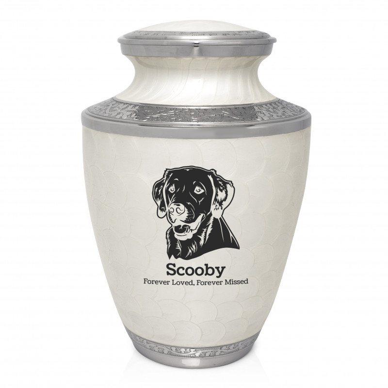Extra Large Yellow Lab Pet Cremation Urn - Radiant White
