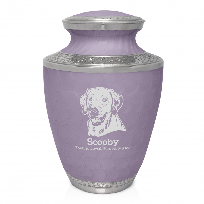 Extra Large Yellow Lab Pet Cremation Urn - Regal Purple