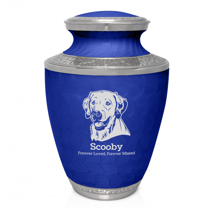 Extra Large Yellow Lab Pet Cremation Urn - Royal Blue