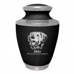 Extra Large Golden Retriever Pet Cremation Urn - Ebony Black