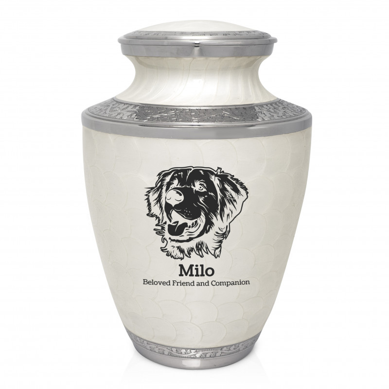 Extra Large Golden Retriever Pet Cremation Urn - Radiant White