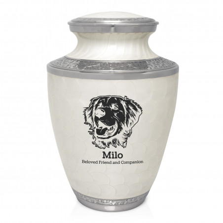Extra Large Golden Retriever Pet Cremation Urn - Radiant White