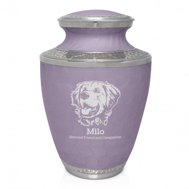 Extra Large Golden Retriever Pet Cremation Urn - Regal Purple