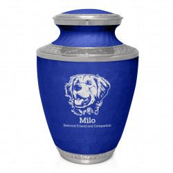 Extra Large Golden Retriever Pet Cremation Urn - Royal Blue