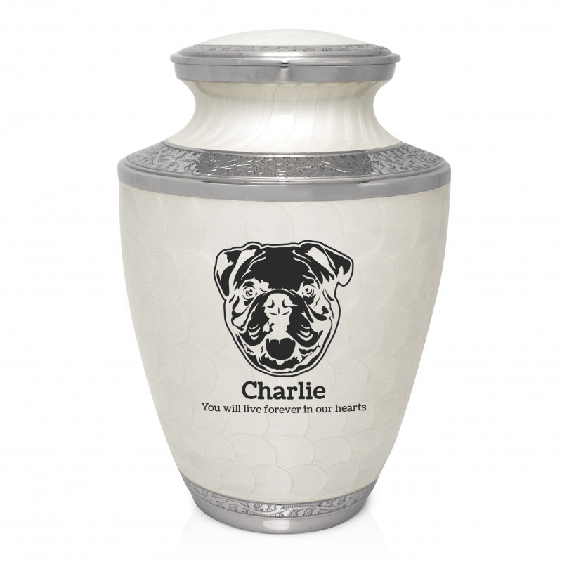Extra Large English Bulldog Pet Cremation Urn - Radiant White