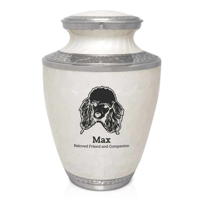 Extra Large Poodle Pet Cremation Urn - Radiant White